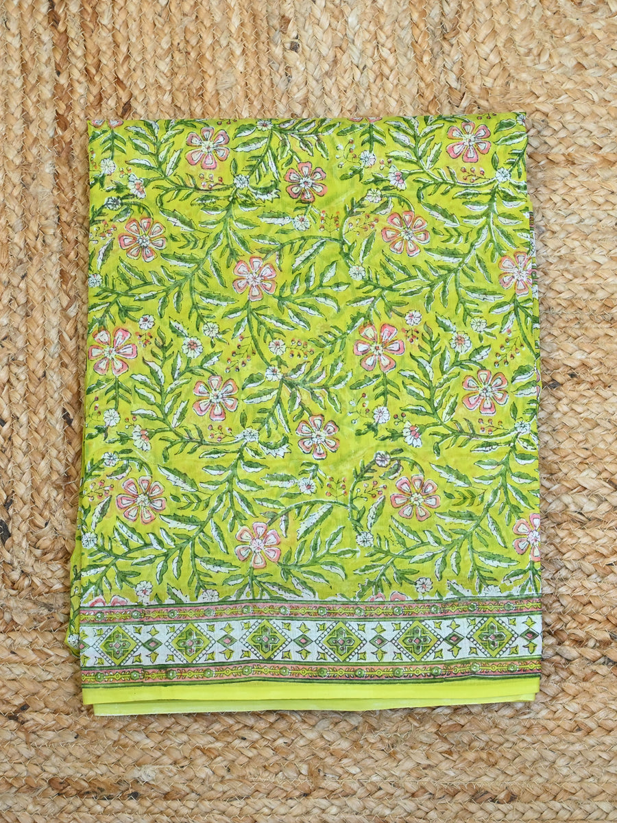 Green Blossom Chanderi Silk Saree