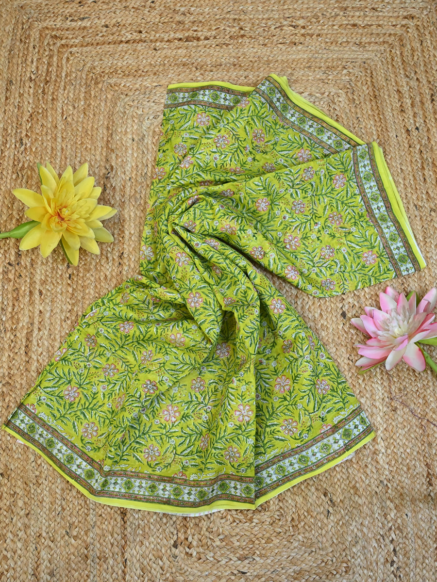 Green Blossom Chanderi Silk Saree