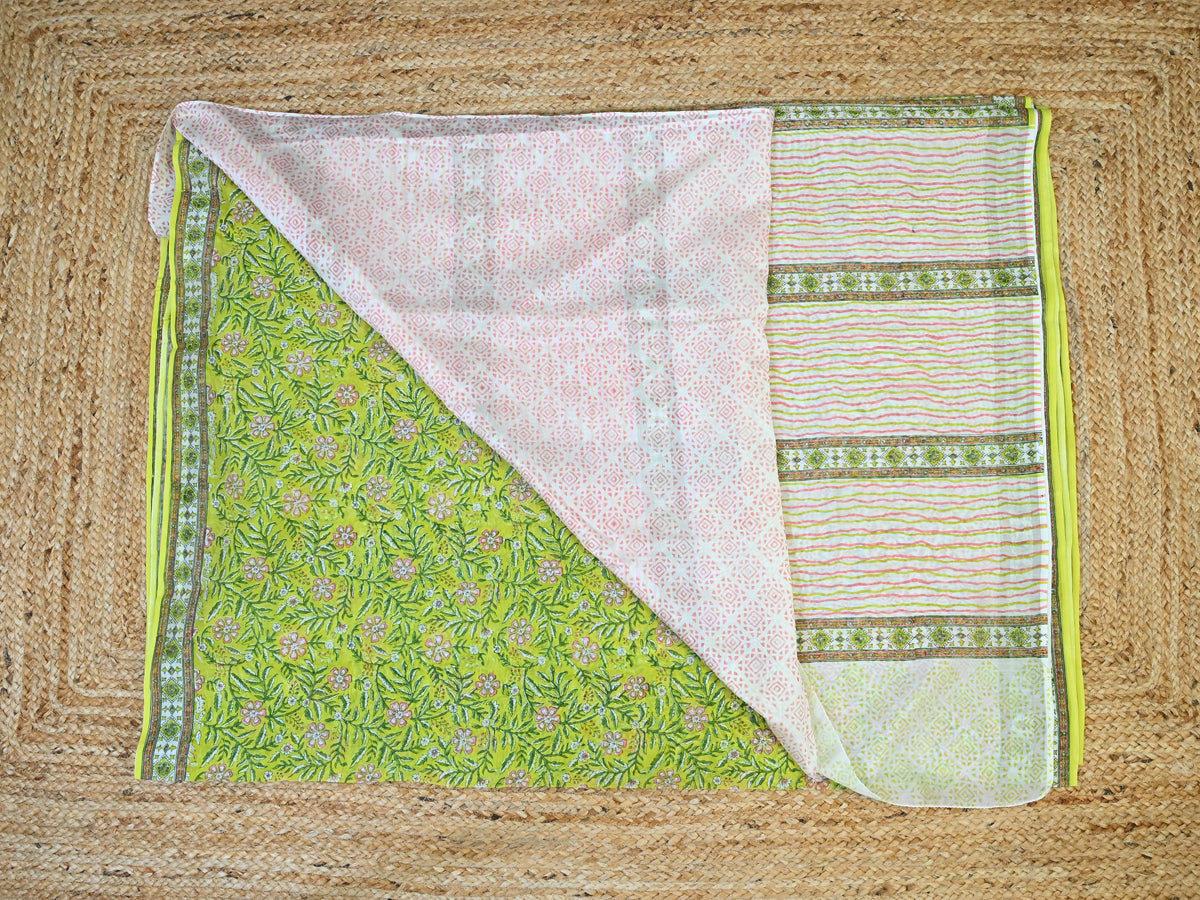 Green Blossom Chanderi Silk Saree